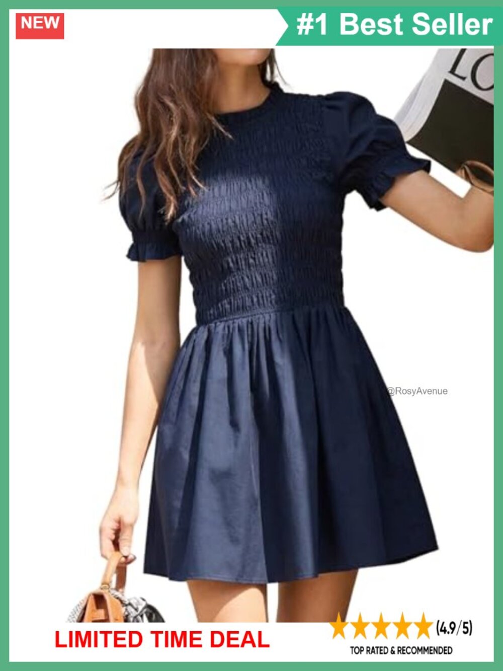 Plaid Gingham Mini Dress Short Puff Sleeve Smocked Women Casual